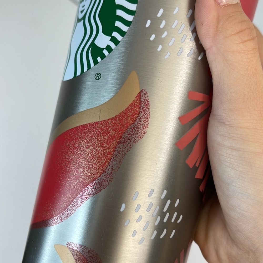 Starbucks 2019 Holiday Mistletoe Red/Pink Metal Tumbler - Picture 7 of 12